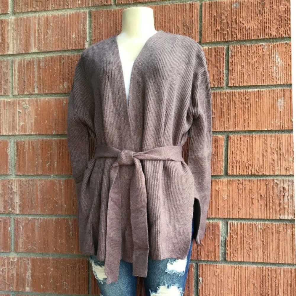 CURRENT AIR Anthro Cozy Chic Taupe Wrap Cardigan - Picture 5 of 9